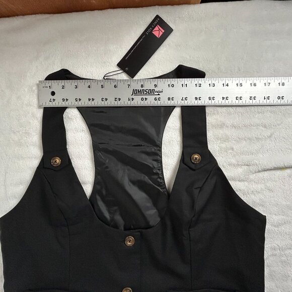 KANCY KOLE Womens Button Front Racerback Waistcoat Vest XL Black Pockets New - Picture 5 of 7